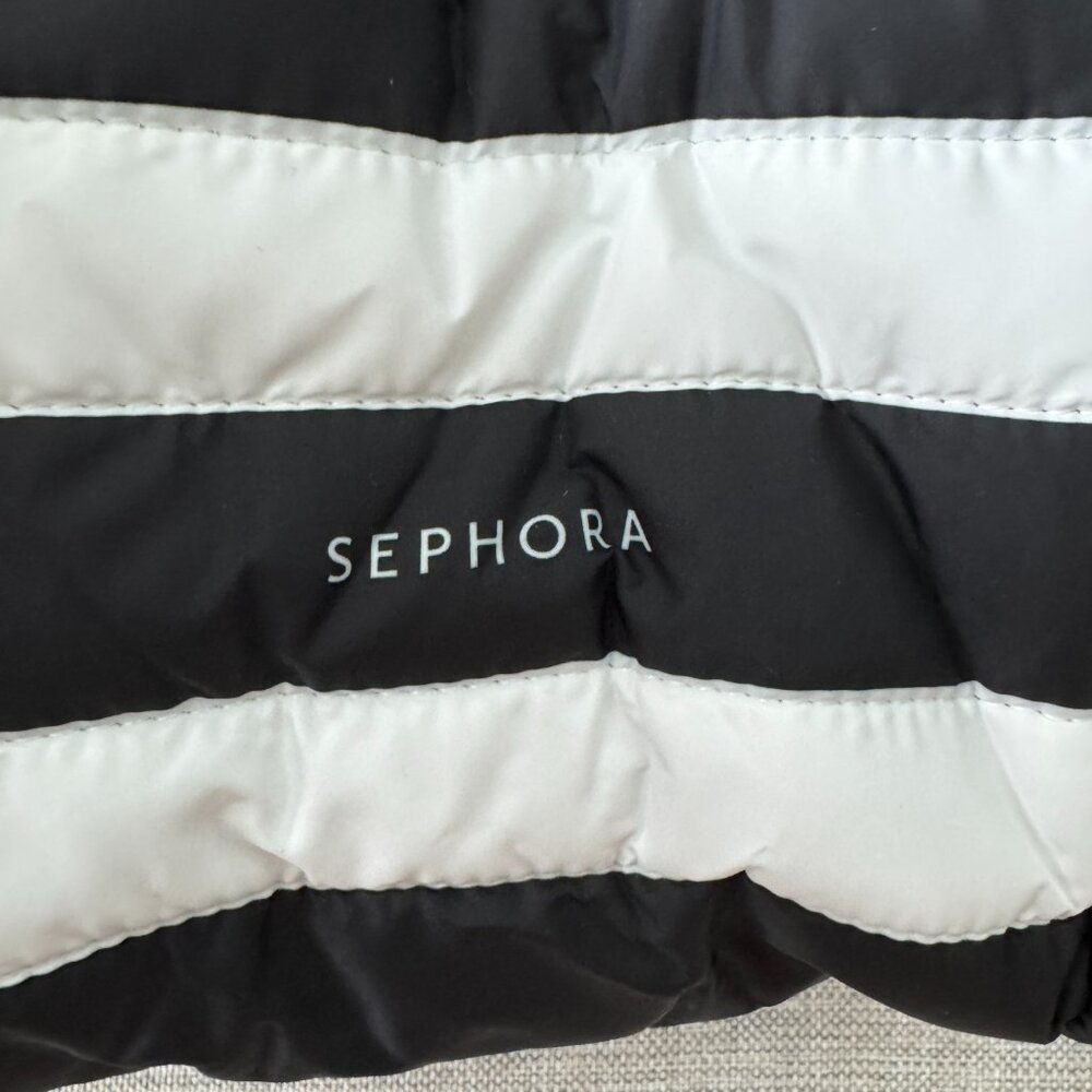 Sephora Puffy Black & White Stripe Mini Bag- new in package - Picture 5 of 5